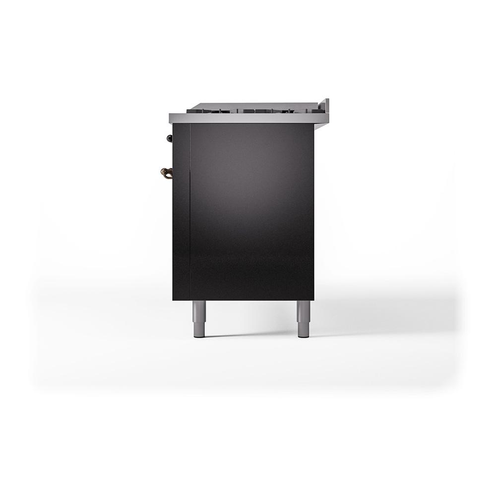 Ilve UN60FQNMPBKB Ilve Un60Fqnmpbkb Nostalgie Ii Noblesse 60" Dual Fuel Range (9 Sealed Burners + Griddle, Natural Gas, Solid Door, Glossy Black, Burnished)