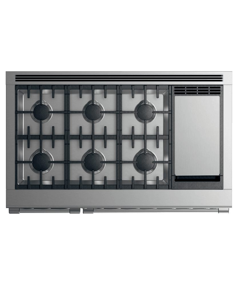 Fisher & Paykel RGV2486GDLN Gas Range, 48", 6 Burners With Griddle, Lpg