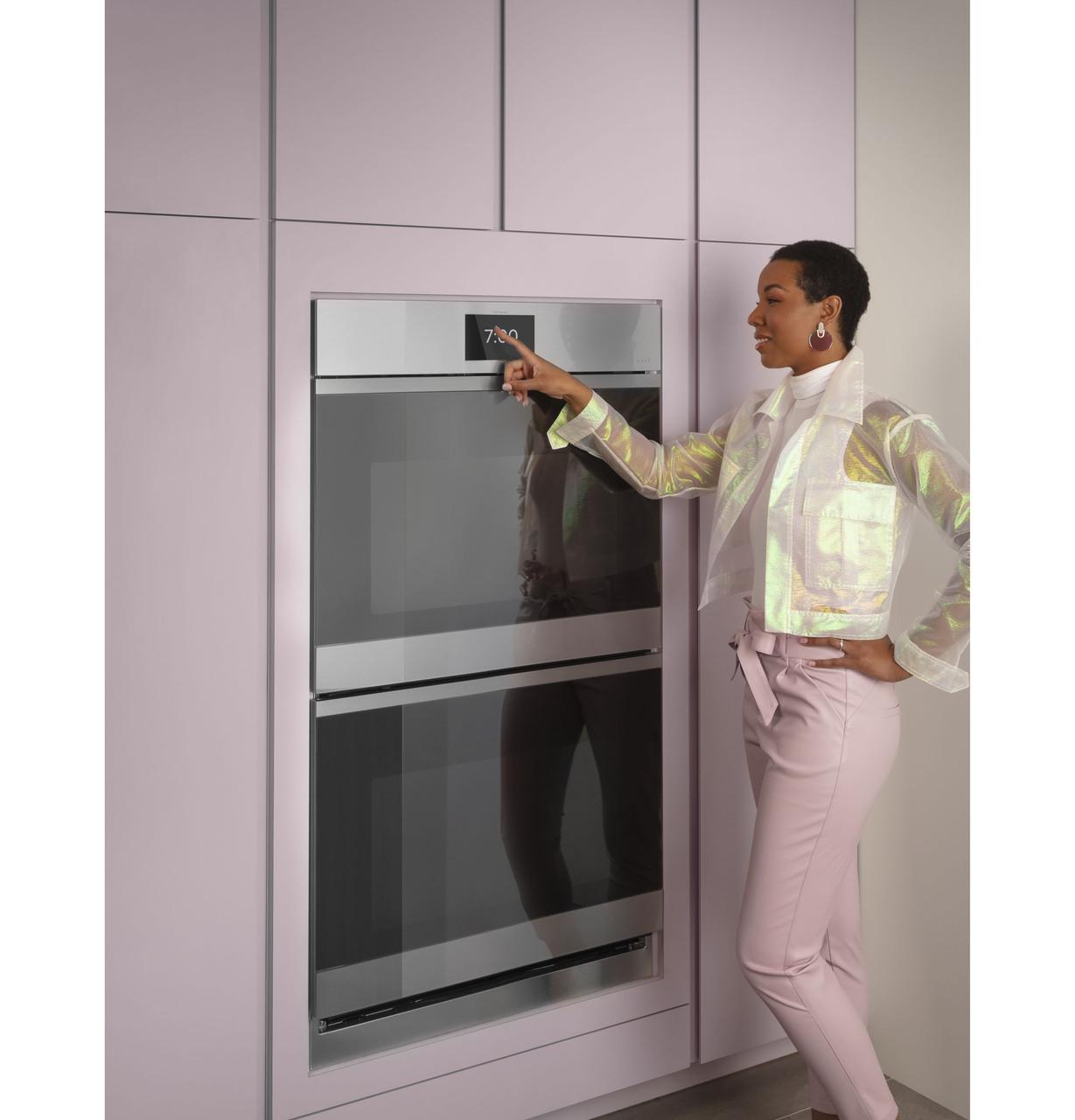 Cafe CTD90DM2NS5 Café™ Minimal Series 30" Smart Built-In Convection Double Wall Oven In Platinum Glass