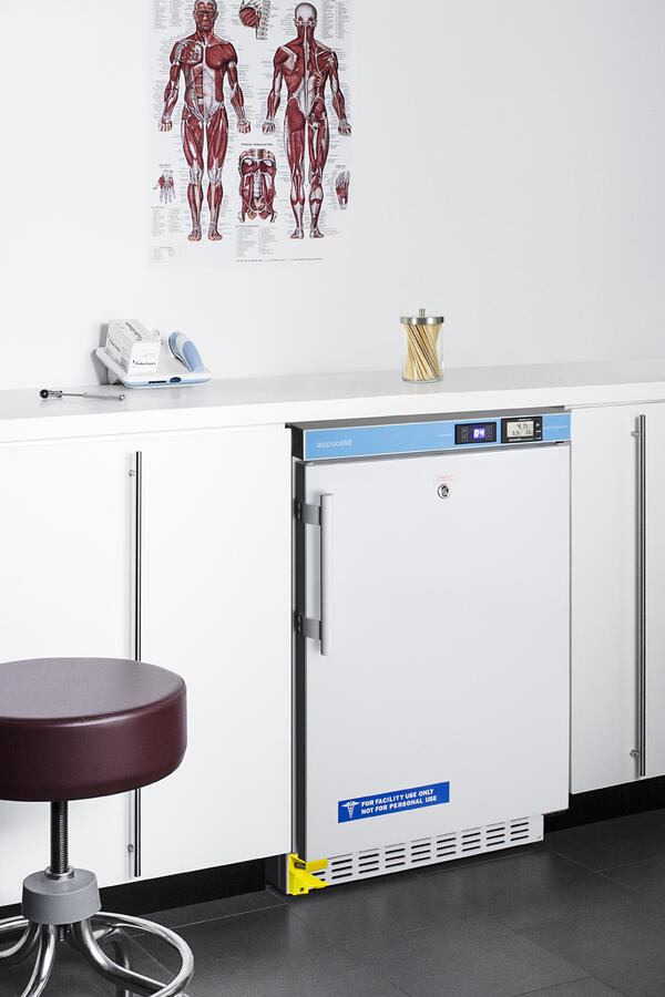 Summit ACR45LCALSTO Pharmacy Series Ada Compliant 20" Wide Built-In Undercounter All-Refrigerator For Vaccine Storage, Frost-Free With A Step-To-Open Door Pedal, Internal Fan, External Digital Controls And Nist Calibrated Thermometer, And Lock