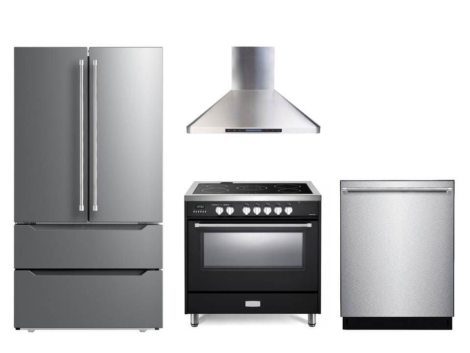 Verona VDFSEE365E Matte Black 36" Designer Electric Glass Top Range - Designer Series