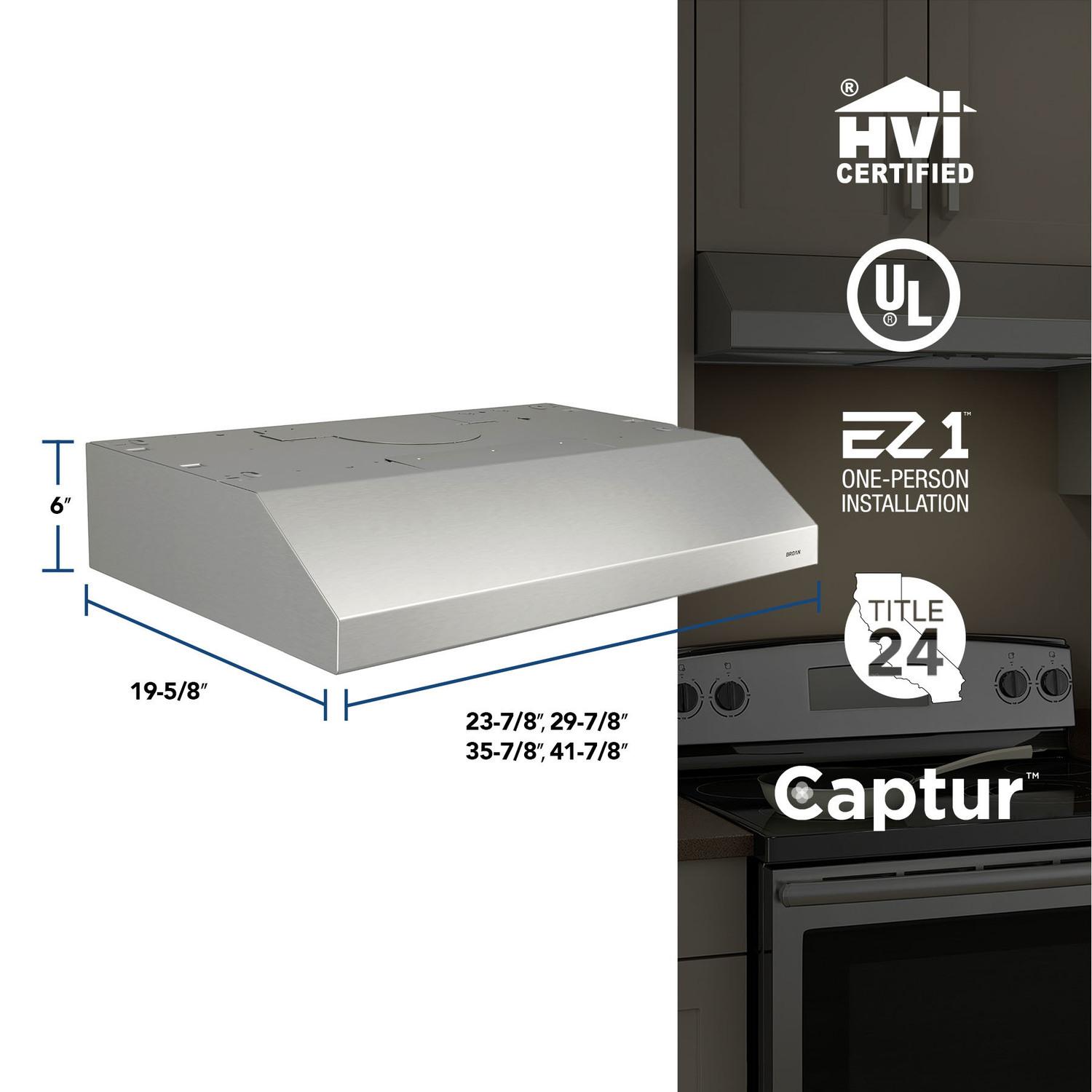 Broan BCSD142SS Glacier 42-Inch 300 Max Blower Cfm 5 Sones Stainless Steel Range Hood