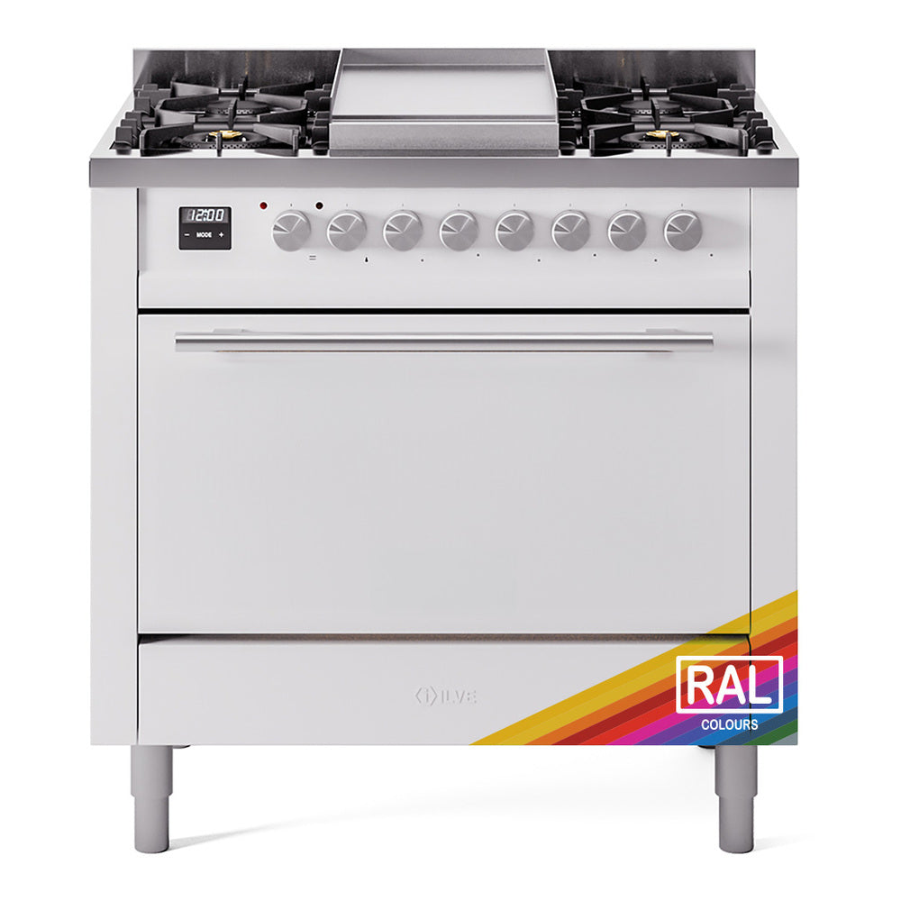 Ilve UP36FQMPRA Professional Plus Ii 36 Inch Dual Fuel Natural Gas Freestanding Range In With Trim