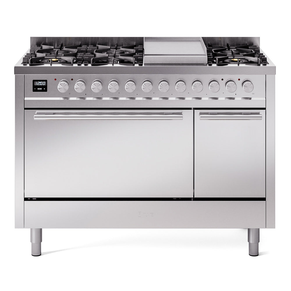 Ilve UP48FQMPSS Professional Plus Ii 48 Inch Dual Fuel Natural Gas Freestanding Range In Stainless Steel With Trim