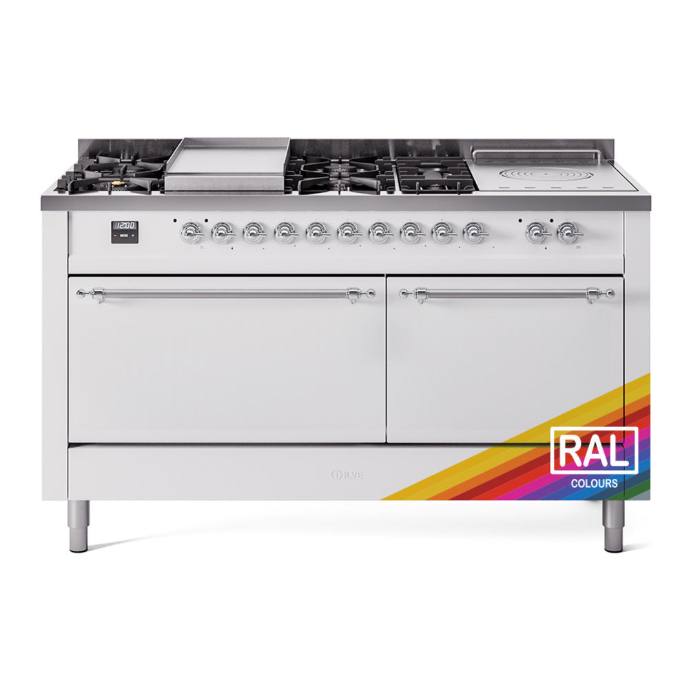 Ilve UP60FSQNMPRAC Nostalgie Ii 60 Inch Dual Fuel Natural Gas Freestanding Range In Ral Custom Color With Chrome Trim