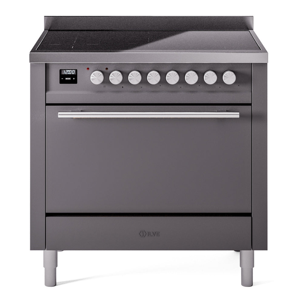 Ilve UPI366QMPMG Professional Plus Ii 36 Inch Electric Freestanding Range In Matte Graphite With Trim