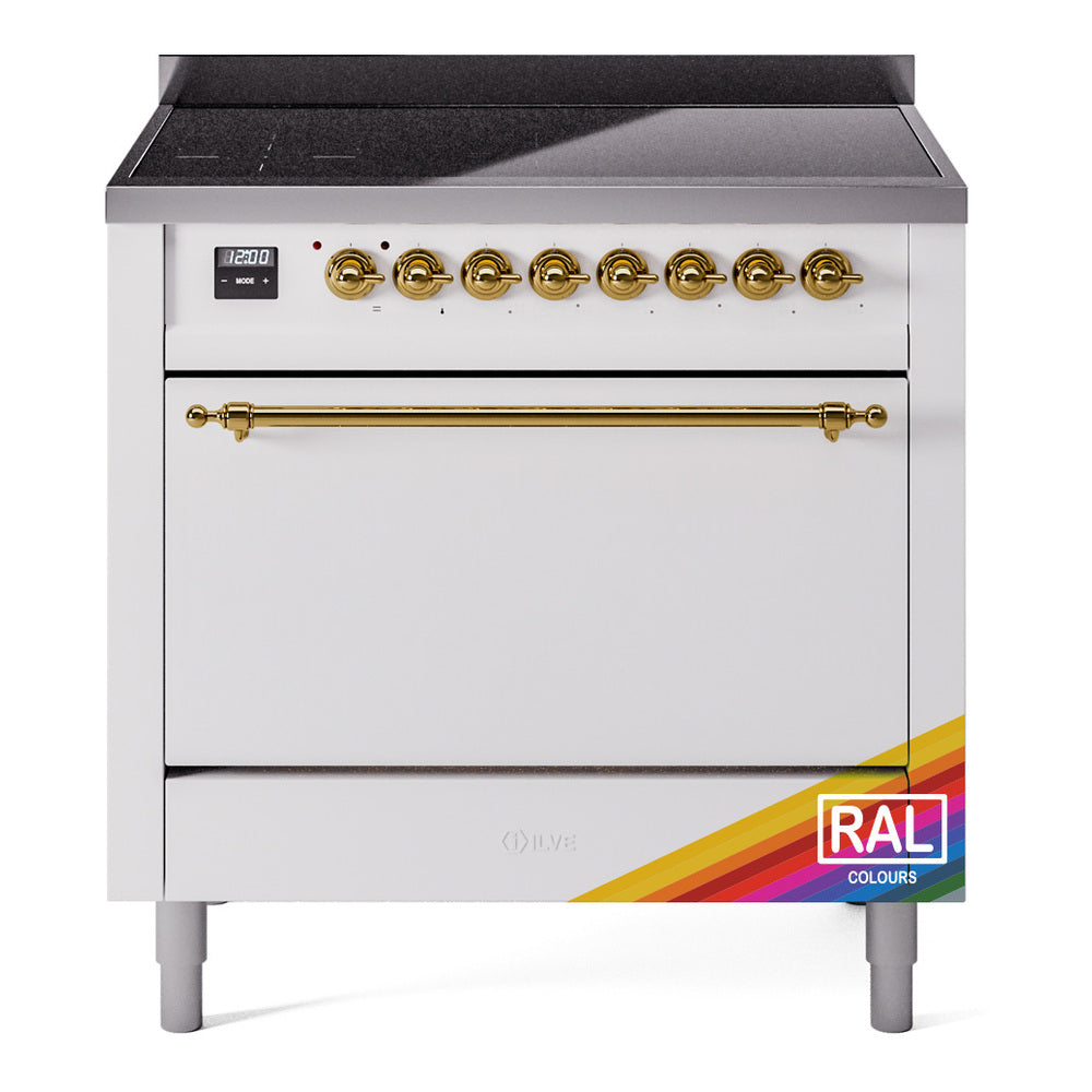 Ilve UPI366QNMPRAG Nostalgie Ii 36 Inch Electric Freestanding Range In Ral Custom Color With Brass Trim