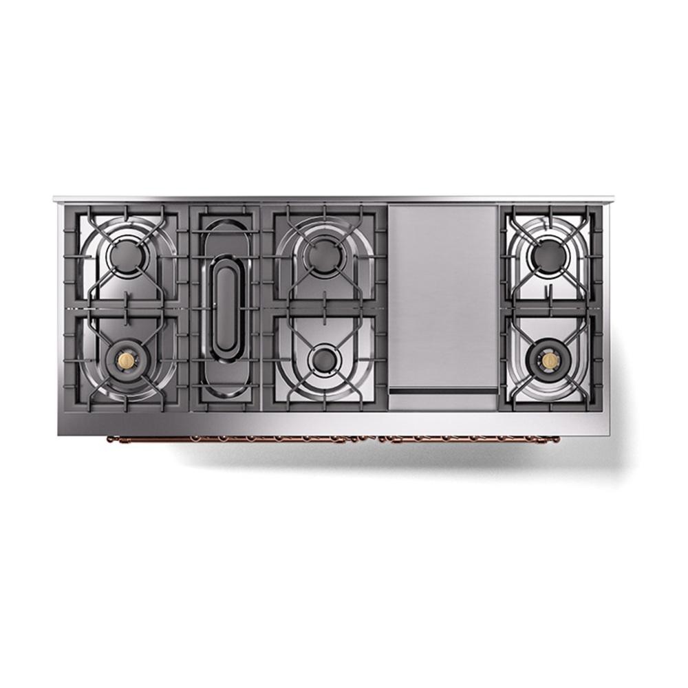 Ilve UN60FNMPMGP Ilve Un60Fnmpmgp Nostalgie Ii Noblesse 60" Dual Fuel Range (9 Sealed Burners + Griddle, Natural Gas, Triple Glass Door, Graphite Matte, Copper)