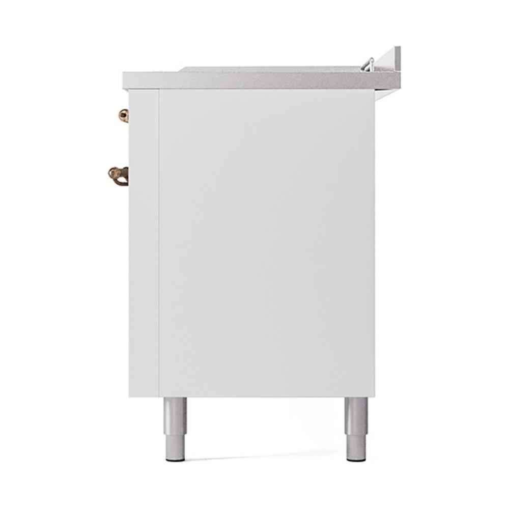 Ilve UN60FSQNMPWHBLP Ilve Un60Fsqnmpwhblp Nostalgie Ii Noblesse 60" Dual Fuel Range (7 Sealed Burners + Griddle + French Top, Liquid Propane, Solid Door, White, Burnished)