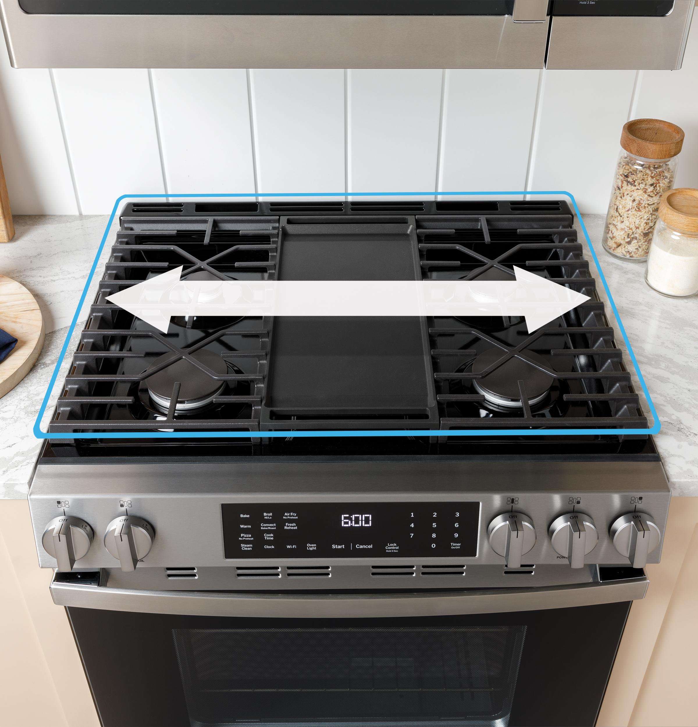 Ge Appliances GGS600AVFS Ge® 30" Slide-In Front-Control Convection Gas Range With No Preheat Air Fry And Easywash™ Oven Tray