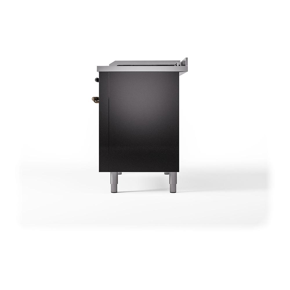 Ilve UN48FQNMPBKB Ilve Un48Fqnmpbkb Nostalgie Ii Noblesse 48" Dual Fuel Range (8 Sealed Burners + Griddle, Natural Gas, Solid Door, Glossy Black, Burnished)