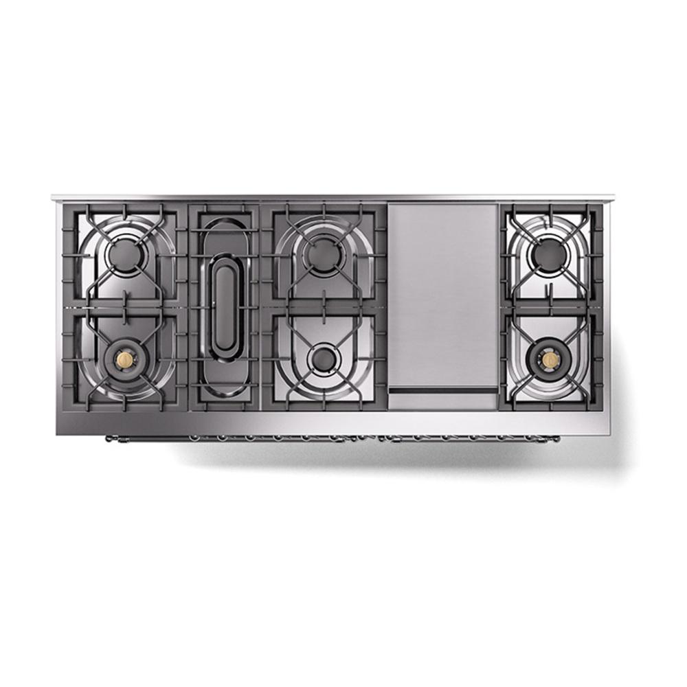 Ilve UN60FNMPMGCLP Ilve Un60Fnmpmgclp Nostalgie Ii Noblesse 60" Dual Fuel Range (9 Sealed Burners + Griddle, Liquid Propane, Triple Glass Door, Graphite Matte, Chrome)