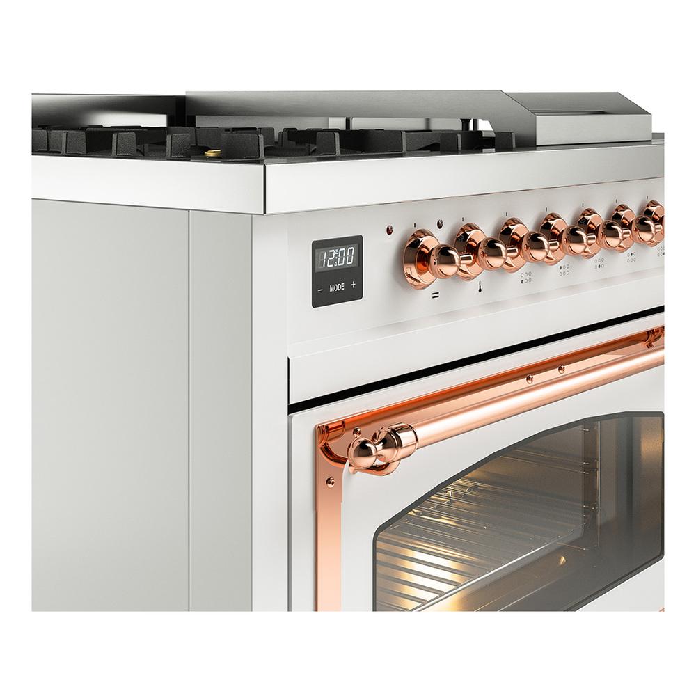 Ilve UN48FSNMPRAP Ilve Un48Fsnmprap Nostalgie Ii Noblesse 48" Dual Fuel Range (5 Sealed Burners + Griddle + French Top, Natural Gas, Triple Glass Door, Ral, Copper)