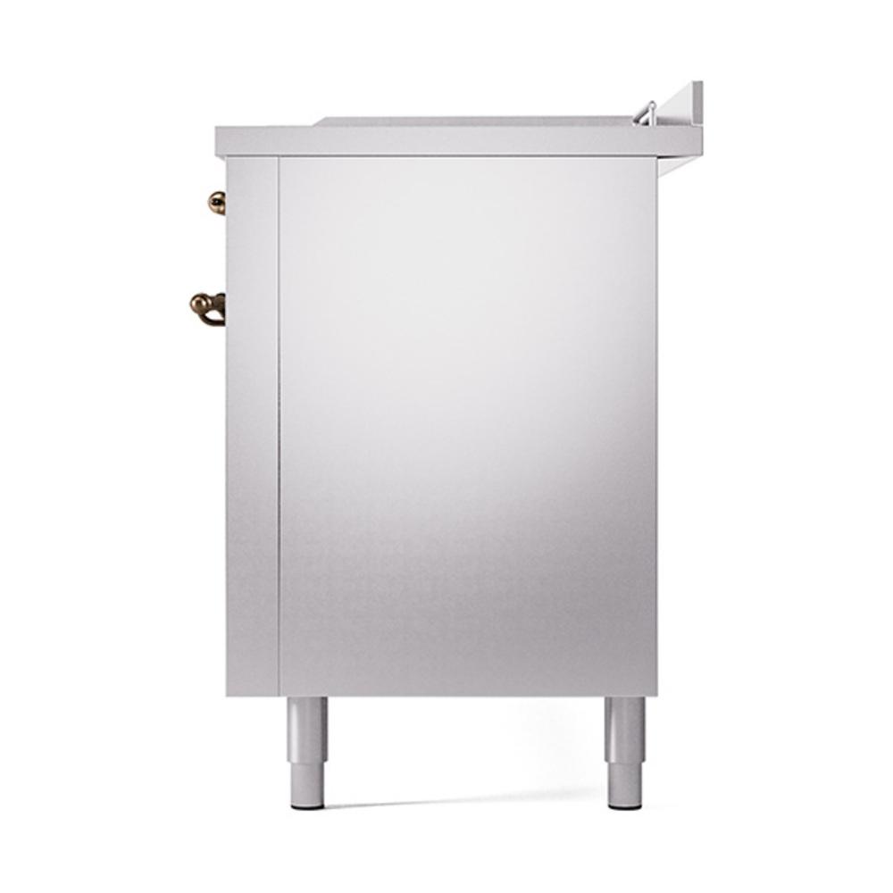 Ilve UN60FSQNMPSSBLP Ilve Un60Fsqnmpssblp Nostalgie Ii Noblesse 60" Dual Fuel Range (7 Sealed Burners + Griddle + French Top, Liquid Propane, Solid Door, Stainless Steel, Burnished)