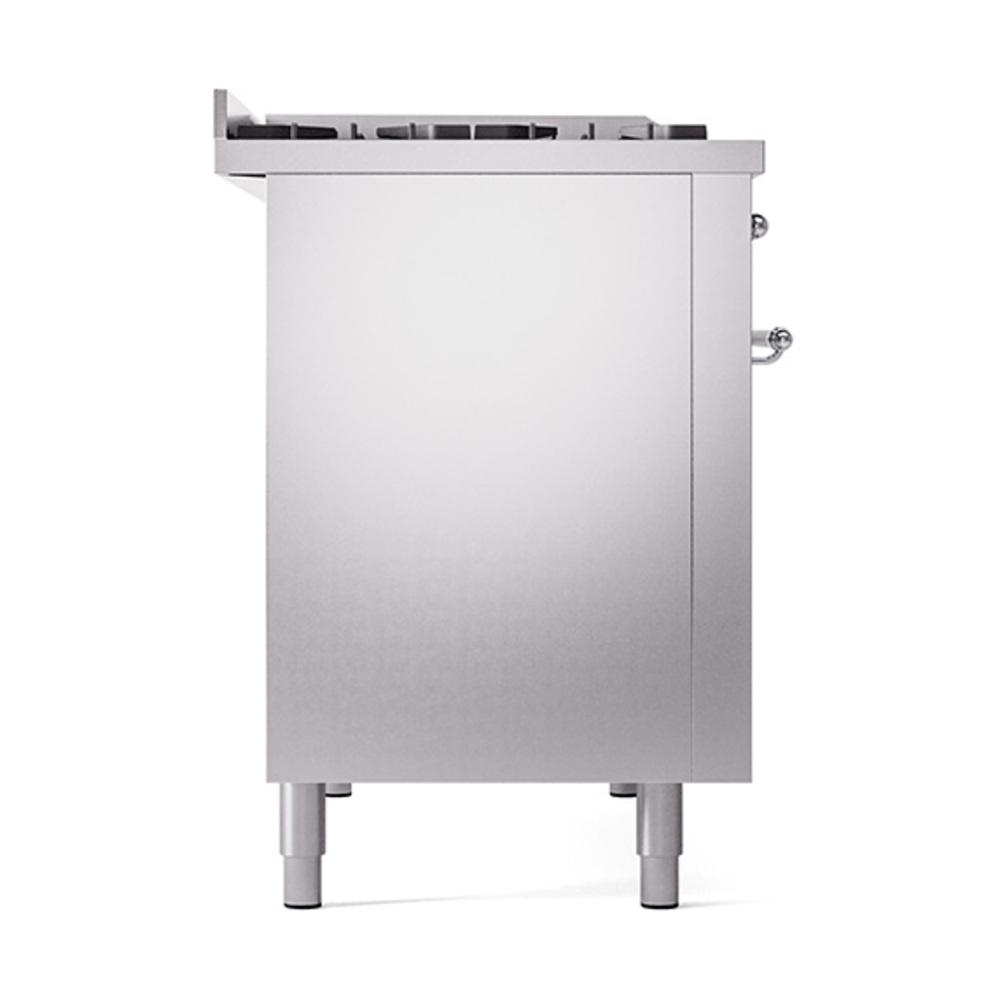 Ilve UN48FQNMPSSB Ilve Un48Fqnmpssb Nostalgie Ii Noblesse 48" Dual Fuel Range (8 Sealed Burners + Griddle, Natural Gas, Solid Door, Stainless Steel, Burnished)