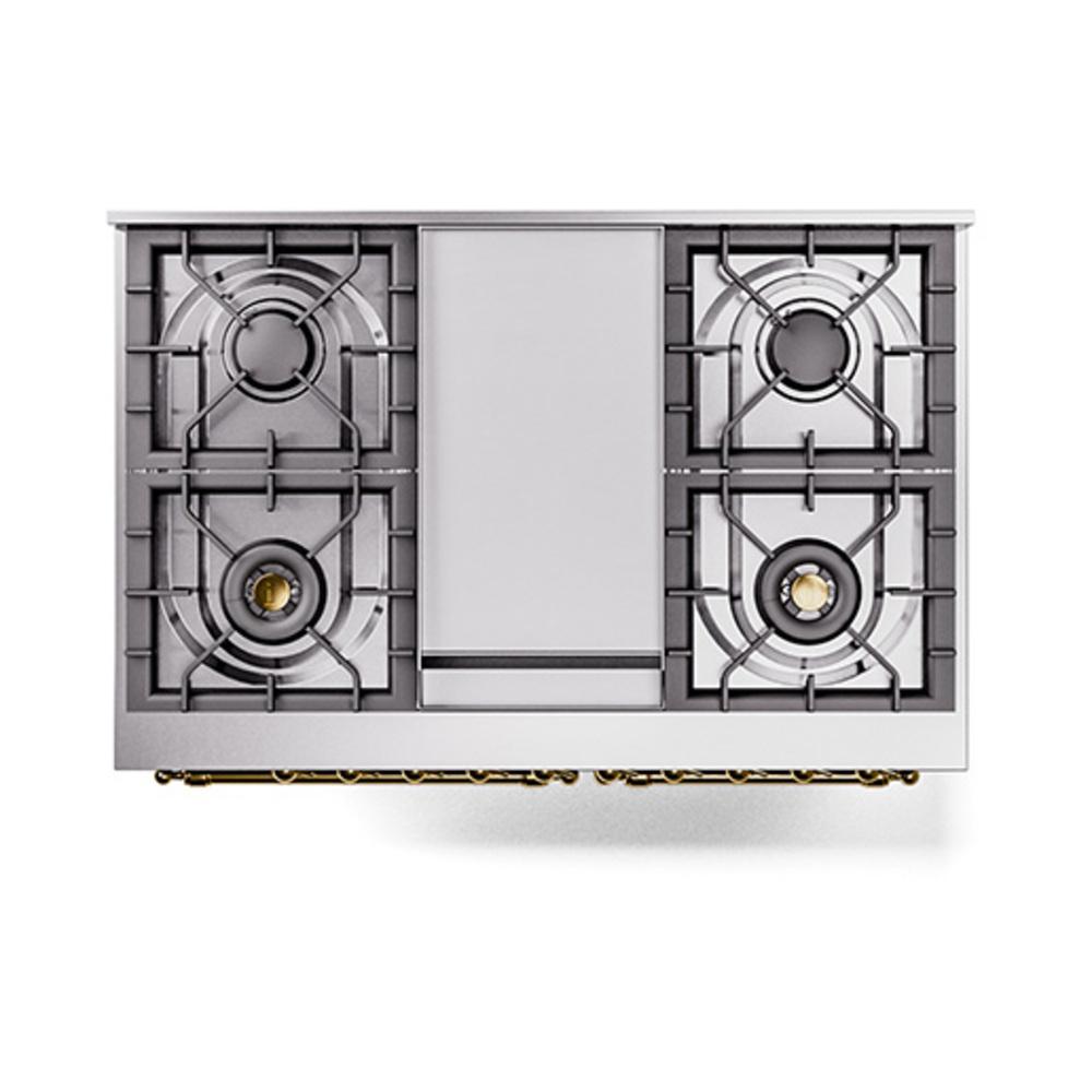 Ilve UND40FQNMPEGGLP Ilve Und40Fqnmpegglp Nostalgie Ii Noblesse 40" Dual Fuel Range (Liquid Propane, Solid Door, Emerald Green, Brass)