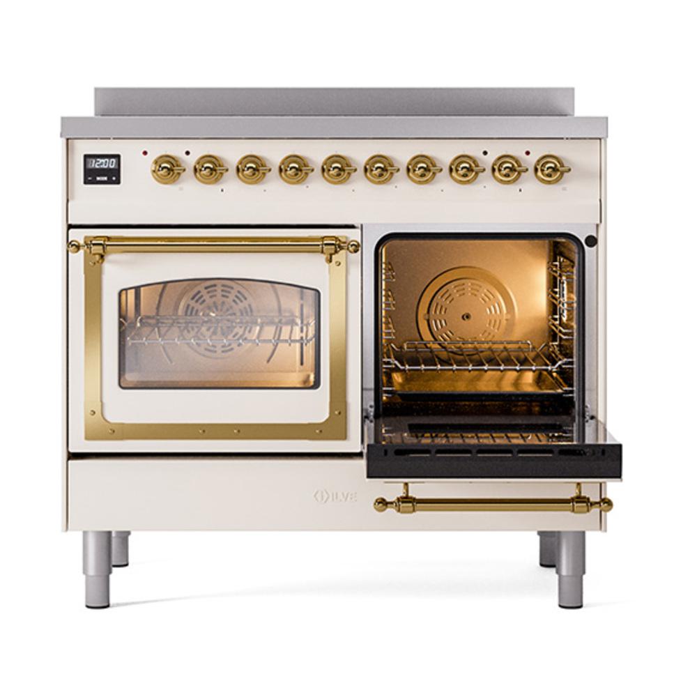 Ilve UNDI406NMPAWG Ilve Undi406Nmpawg Nostalgie Ii Noblesse 40" Induction Range (Triple Glass Door, Antique White, Brass)