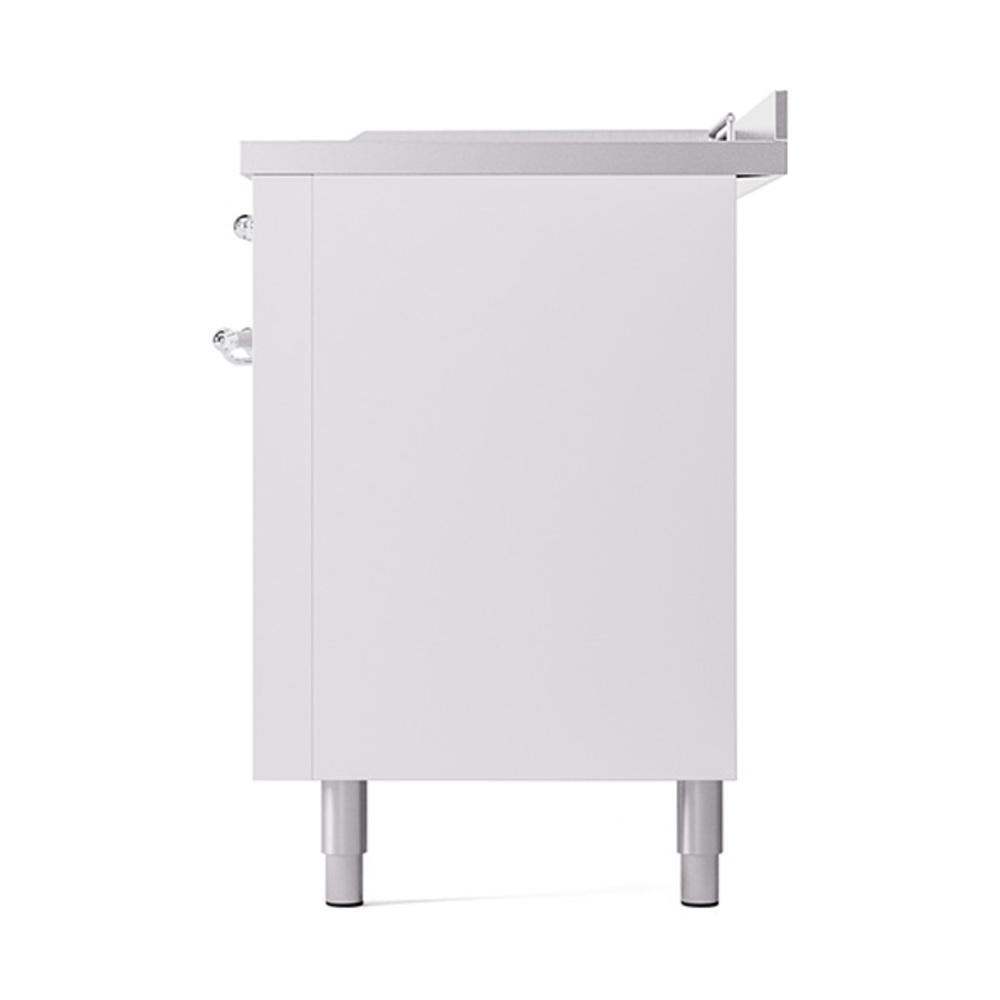 Ilve UN60FSQNMPWHCLP Ilve Un60Fsqnmpwhclp Nostalgie Ii Noblesse 60" Dual Fuel Range (7 Sealed Burners + Griddle + French Top, Liquid Propane, Solid Door, White, Chrome)