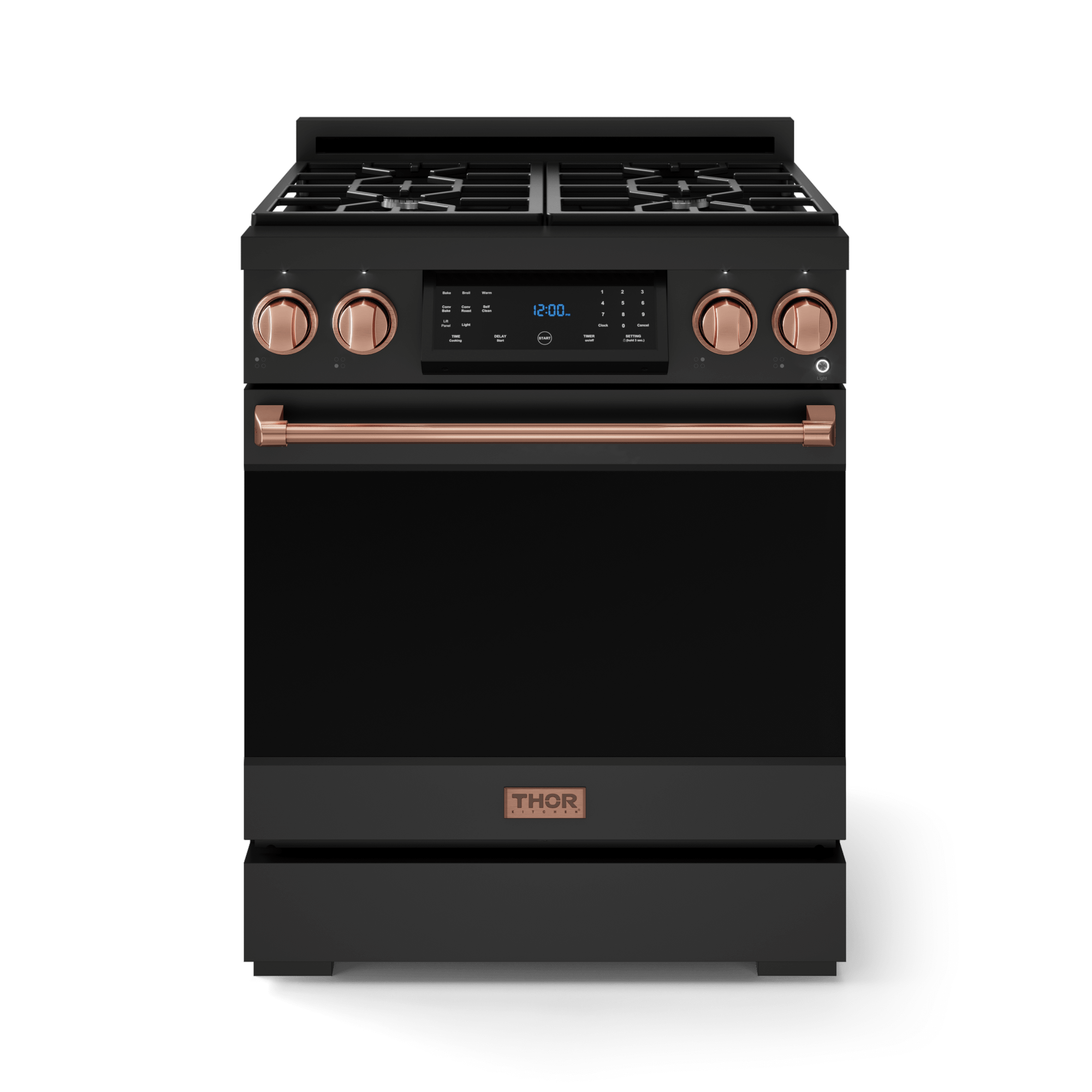 Thor Kitchen RSG30BRSG 30 Inch Professional Gas Range With Tilt Panel Touch Control In Matte Black/Rose Gold Gordon Ramsay Series - Rsg30B-Rsg