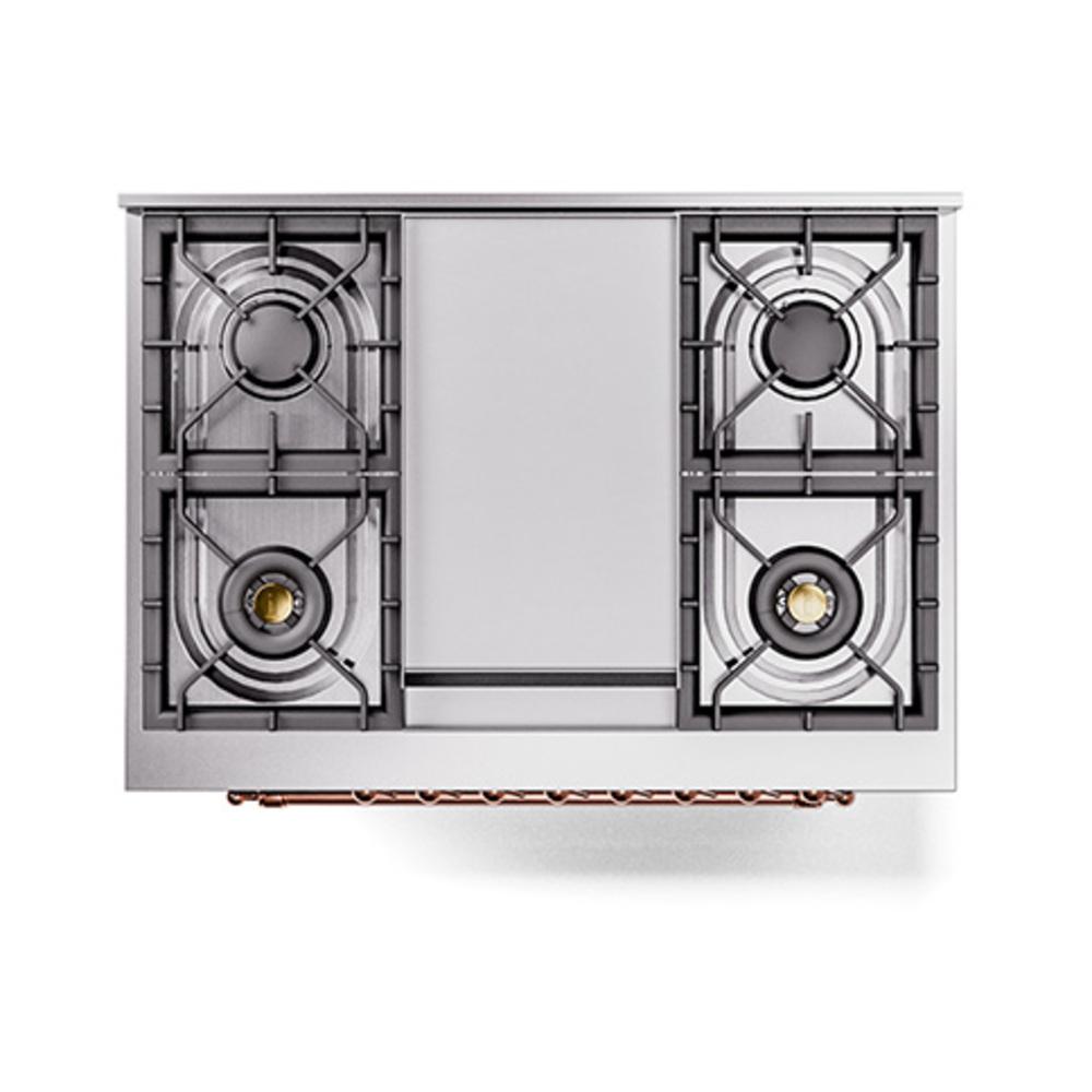 Ilve UN36FQNMPEGP Ilve Un36Fqnmpegp Nostalgie Ii Noblesse 36" Dual Fuel Range (Natural Gas, Solid Door, Emerald Green, Copper)
