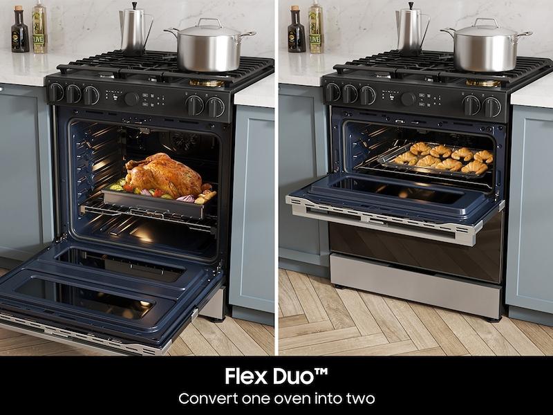 Samsung NSY6DG8550SR Bespoke Smart Slide-In Dual Fuel Range 6.3 Cu. Ft. With Flex Duo™ & Illuminated Precision Knobs In Stainless Steel