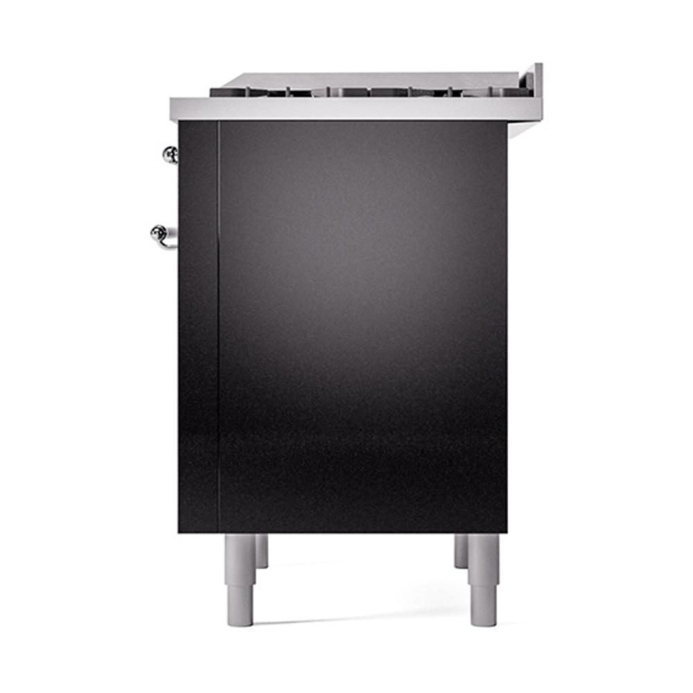 Ilve UN36FQNMPBKC Ilve Un36Fqnmpbkc Nostalgie Ii Noblesse 36" Dual Fuel Range (Natural Gas, Solid Door, Glossy Black, Chrome)