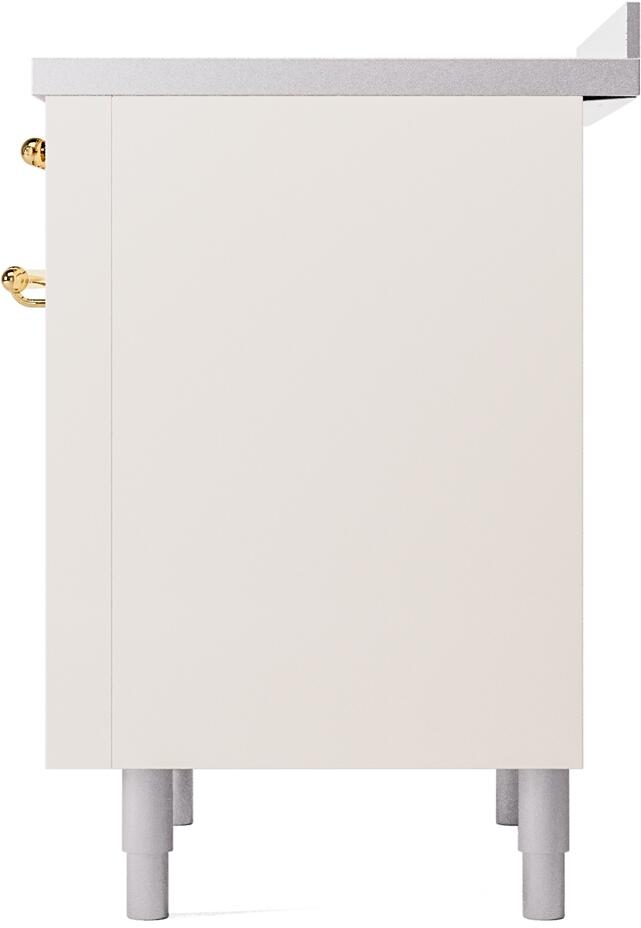 Ilve UPI366NMPAWG Nostalgie Ii 36 Inch Electric Freestanding Range In Antique White With Brass Trim