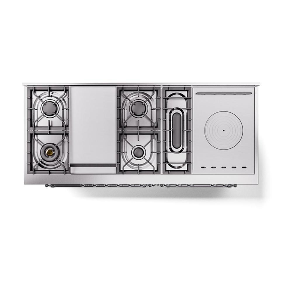Ilve UN60FSQNMPEGCLP Ilve Un60Fsqnmpegclp Nostalgie Ii Noblesse 60" Dual Fuel Range (7 Sealed Burners + Griddle + French Top, Liquid Propane, Solid Door, Emerald Green, Chrome)
