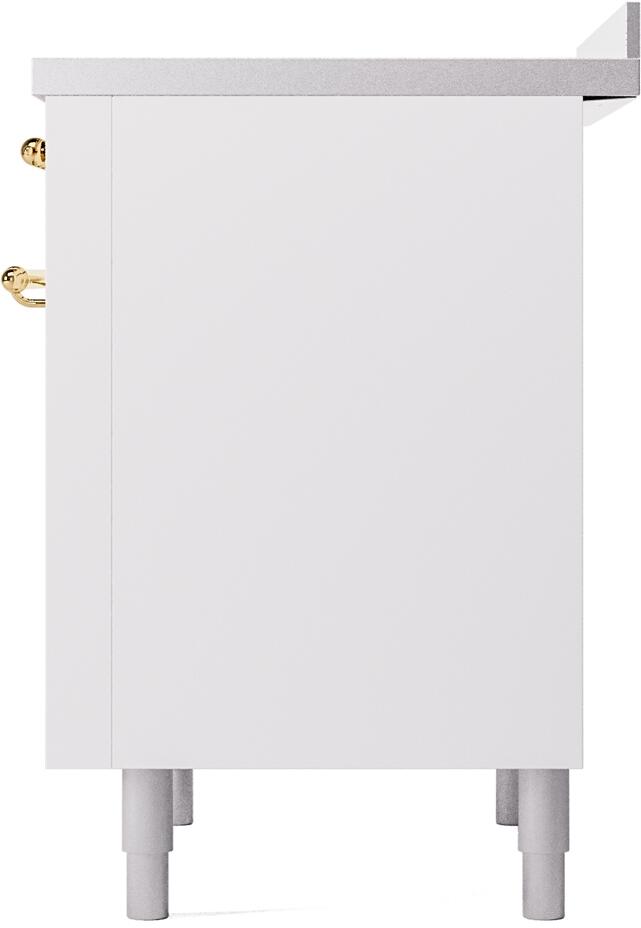 Ilve UPI366NMPWHG Nostalgie Ii 36 Inch Electric Freestanding Range In White With Brass Trim