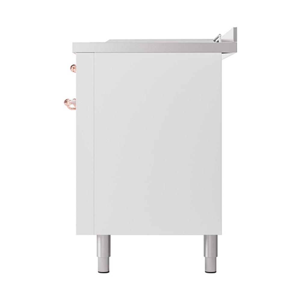 Ilve UN60FSQNMPWHPLP Ilve Un60Fsqnmpwhplp Nostalgie Ii Noblesse 60" Dual Fuel Range (7 Sealed Burners + Griddle + French Top, Liquid Propane, Solid Door, White, Copper)