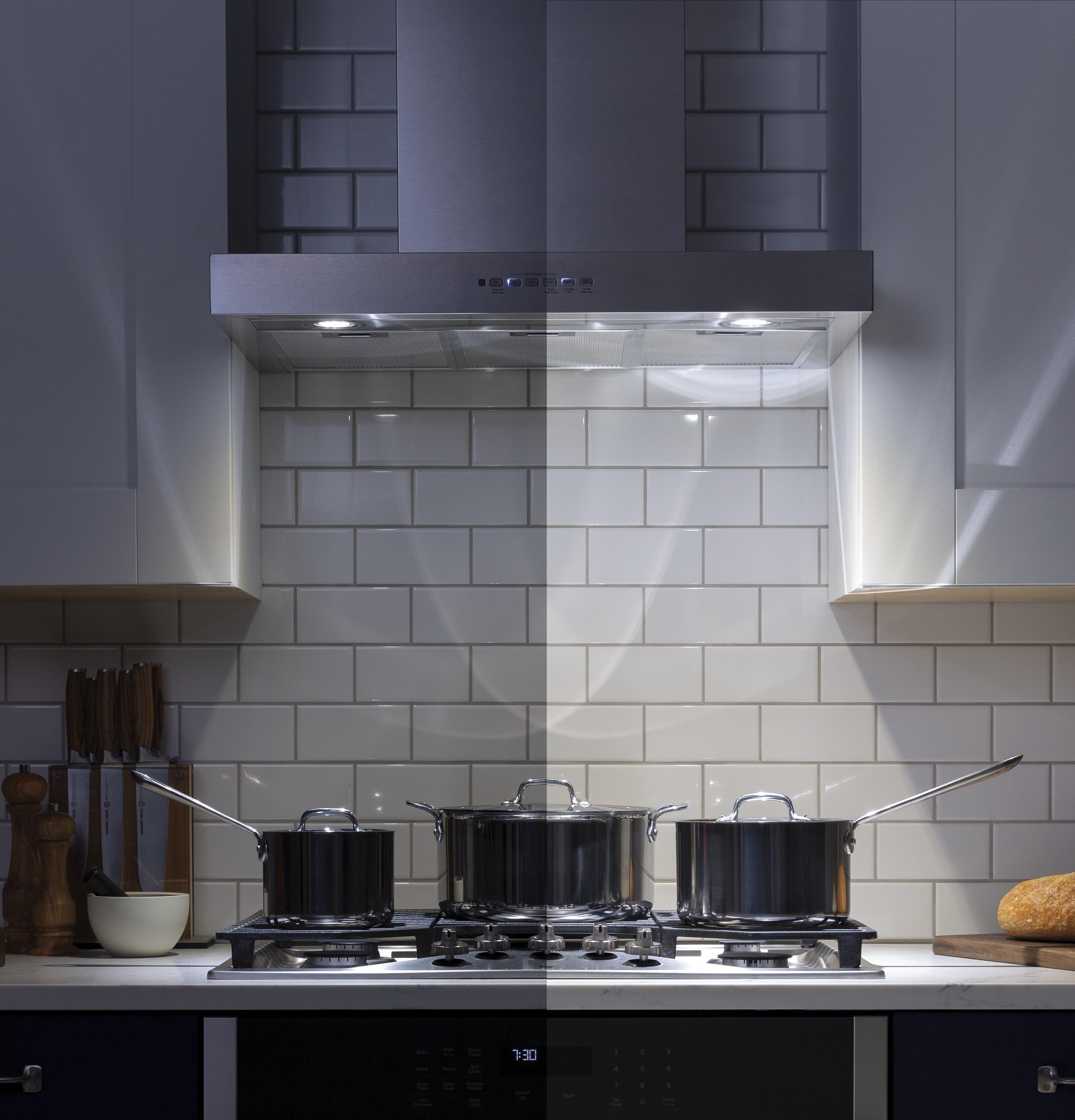 Cafe UVW8301SLSS 30" Designer Wall Mount Hood W/ Dimmable Led Lighting