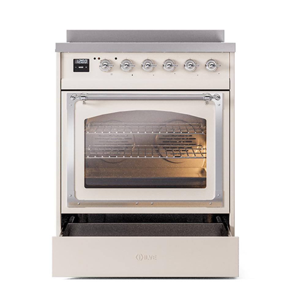 Ilve UNI304NMPAWC Ilve Uni304Nmpawc Nostalgie Ii Noblesse 30" Induction Range (Triple Glass Door, Antique White, Chrome)