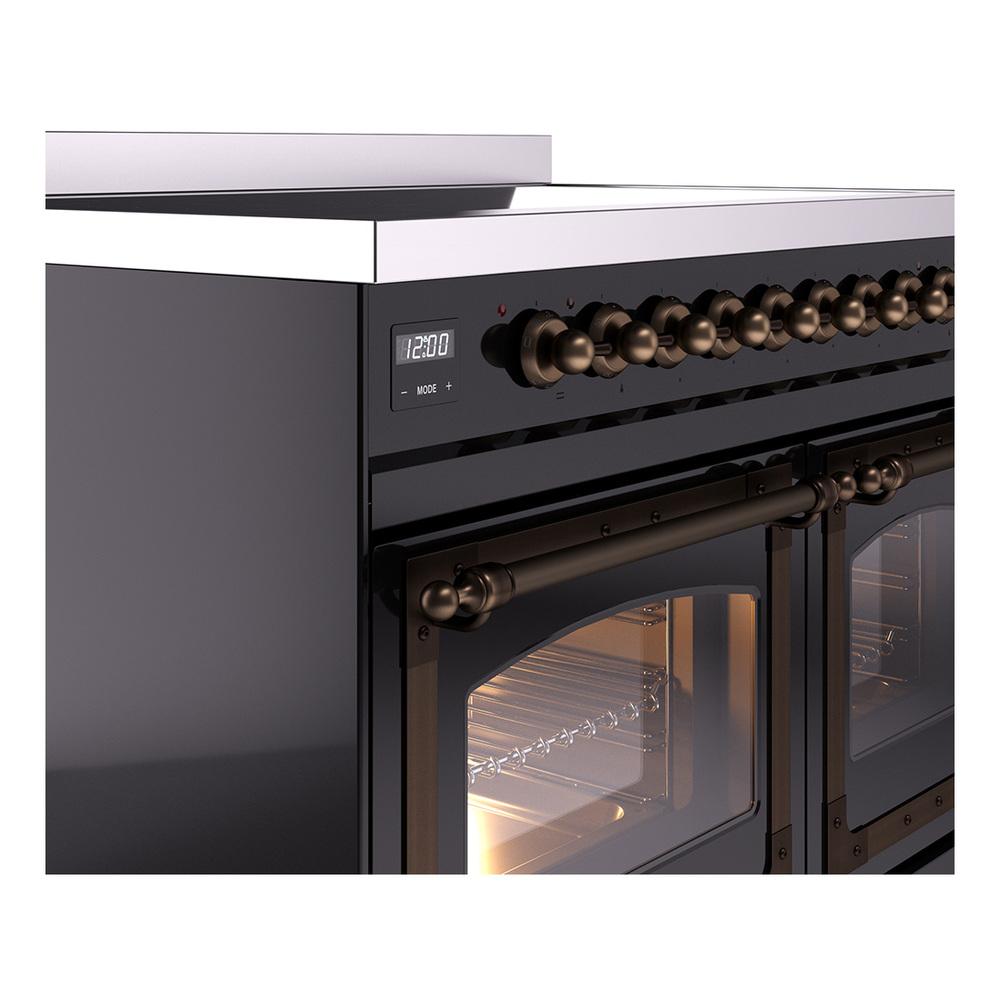 Ilve UNDI406NMPBKB Ilve Undi406Nmpbkb Nostalgie Ii Noblesse 40" Induction Range (Triple Glass Door, Glossy Black, Burnished)