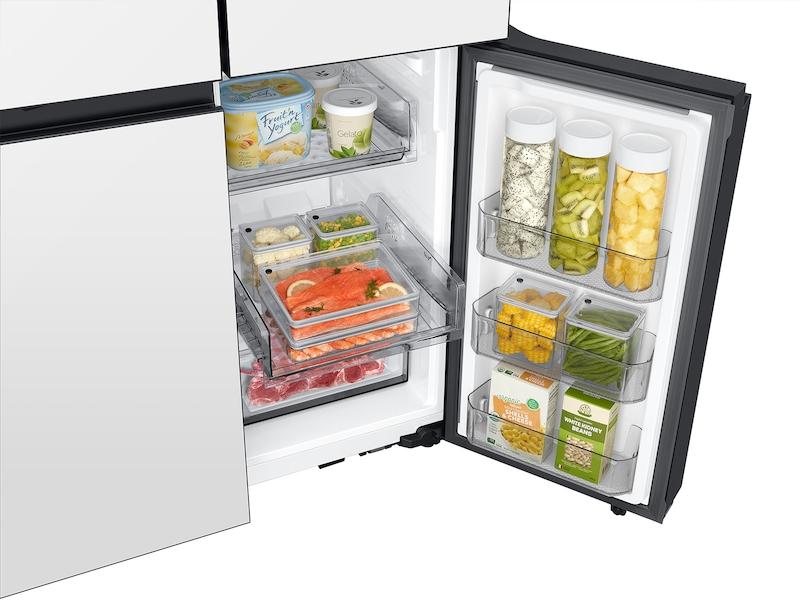 Samsung RF23DB960012 Bespoke Counter Depth 4-Door Flex™ Refrigerator (23 Cu. Ft.) With Beverage Center™ In White Glass - (With Customizable Door Panel Colors)