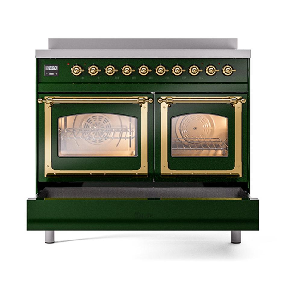 Ilve UNDI406NMPEGG Ilve Undi406Nmpegg Nostalgie Ii Noblesse 40" Induction Range (Triple Glass Door, Emerald Green, Brass)