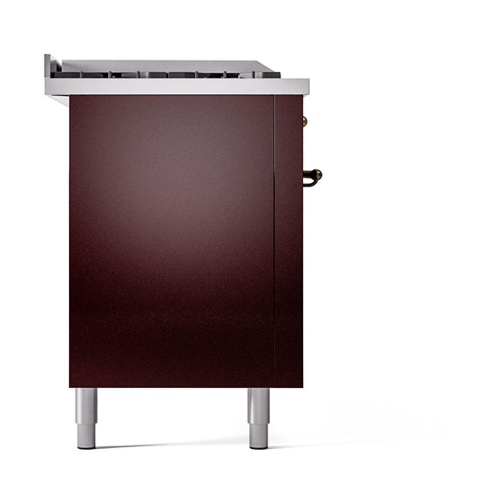 Ilve UN60FSQNMPBUB Ilve Un60Fsqnmpbub Nostalgie Ii Noblesse 60" Dual Fuel Range (7 Sealed Burners + Griddle + French Top, Natural Gas, Solid Door, Burgundy, Burnished)