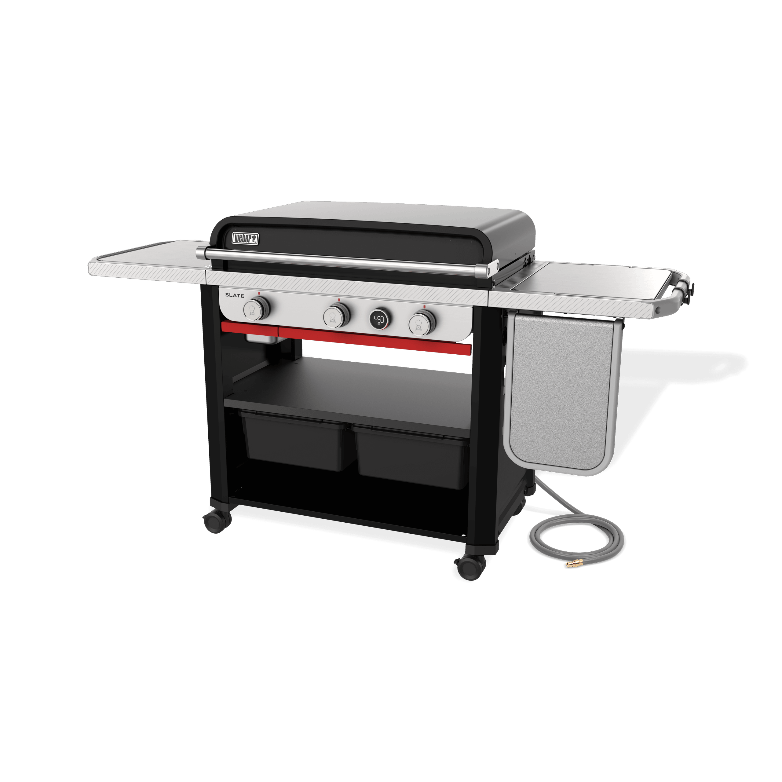 Weber 1500420 Slate™ 30" Rust-Resistant Griddle With Extendable Side Table (Natural Gas) - Black