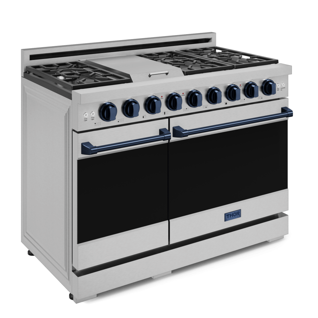 Thor Kitchen RSG48ELPBLU 48 Inch Professional Lp Range With Pro-Style Knobs In Stainless Steel/Blue Gordon Ramsay Series - Rsg48Elp-Blu