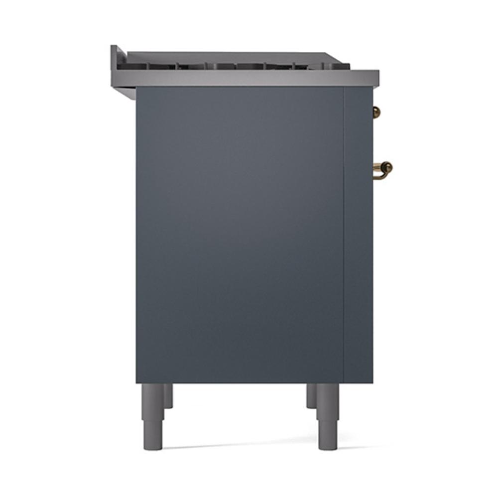 Ilve UN36FQNMPBGGLP Ilve Un36Fqnmpbgglp Nostalgie Ii Noblesse 36" Dual Fuel Range (Liquid Propane, Solid Door, Blue Grey, Brass)