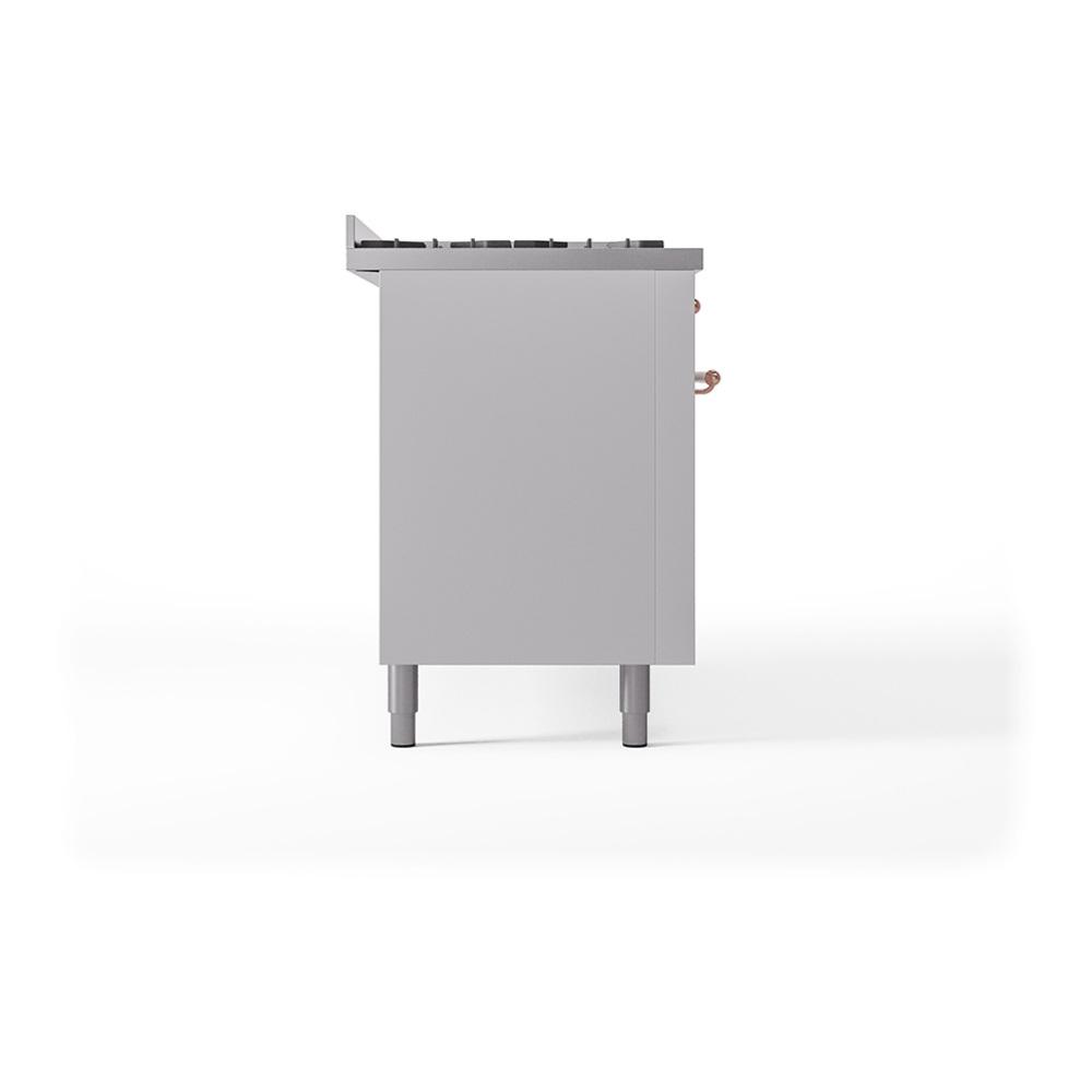 Ilve UN60FQNMPWHP Ilve Un60Fqnmpwhp Nostalgie Ii Noblesse 60" Dual Fuel Range (9 Sealed Burners + Griddle, Natural Gas, Solid Door, White, Copper)