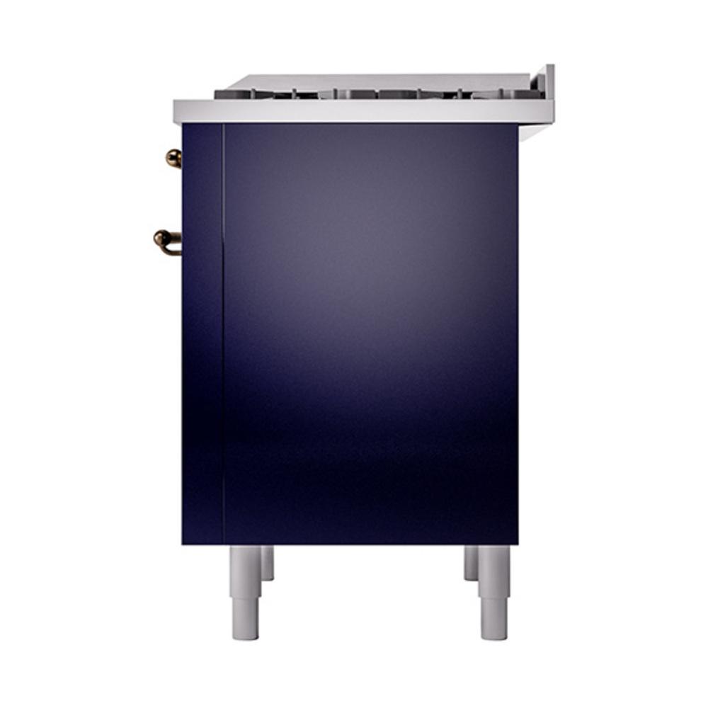 Ilve UN36FQNMPMBB Ilve Un36Fqnmpmbb Nostalgie Ii Noblesse 36" Dual Fuel Range (Natural Gas, Solid Door, Midnight Blue, Burnished)