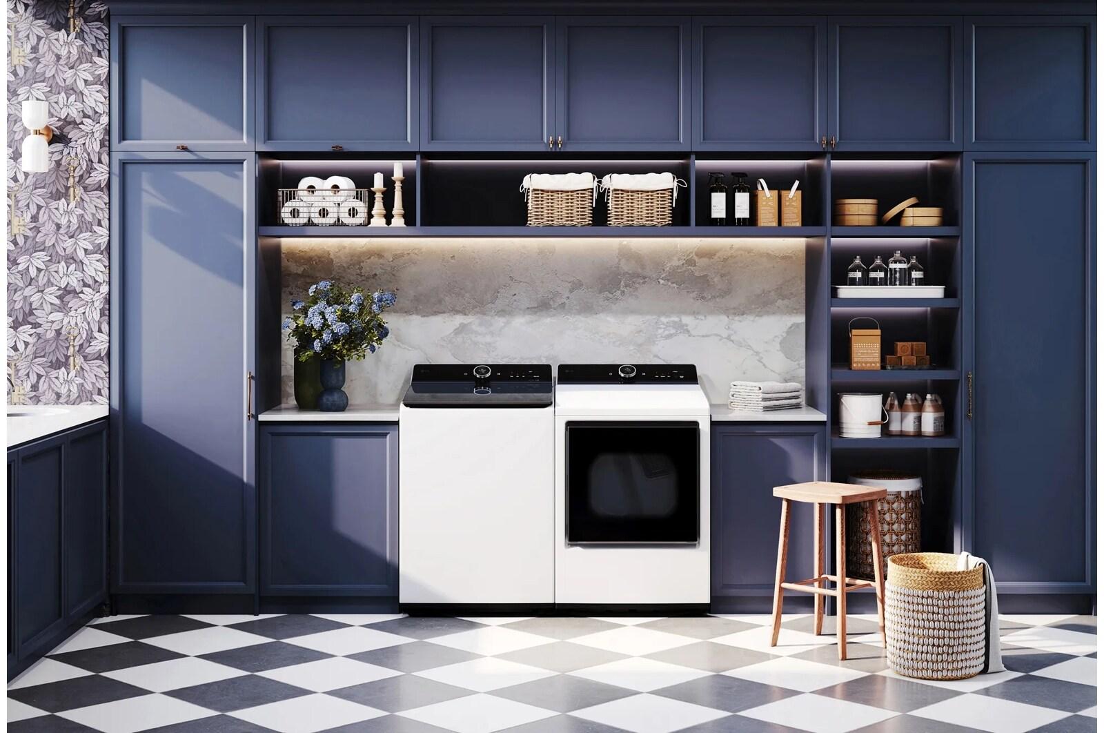 Lg DLGX8601WE 7.3 Cu.Ft. Ultra Large High Efficiency Gas Turbosteam™ Lg Easyload™ Door, Wi-Fi Connectivity, White