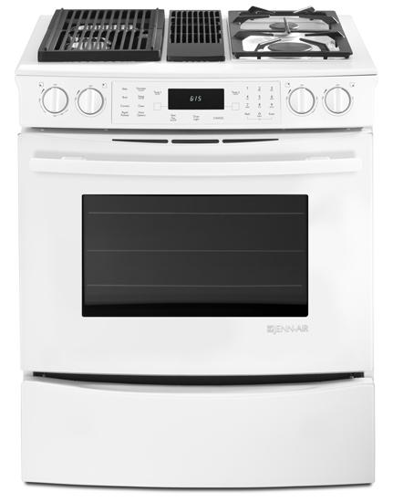 Jennair JDS9860CDW White Jenn-Air® Slide-In Modular Dual-Fuel Downdraft Range With Convection, 30