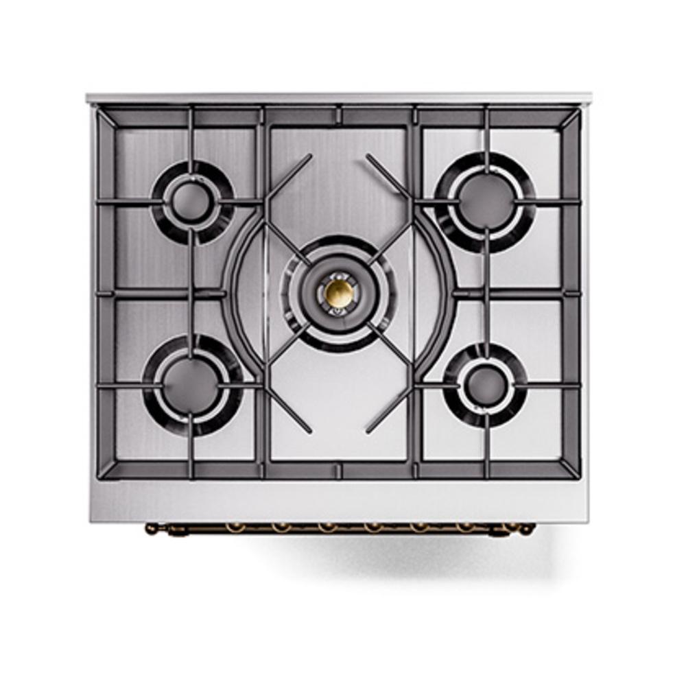 Ilve UN30QNMPMBBLP Ilve Un30Qnmpmbblp Nostalgie Ii Noblesse 30" Dual Fuel Range (Liquid Propane, Solid Door, Midnight Blue, Burnished)
