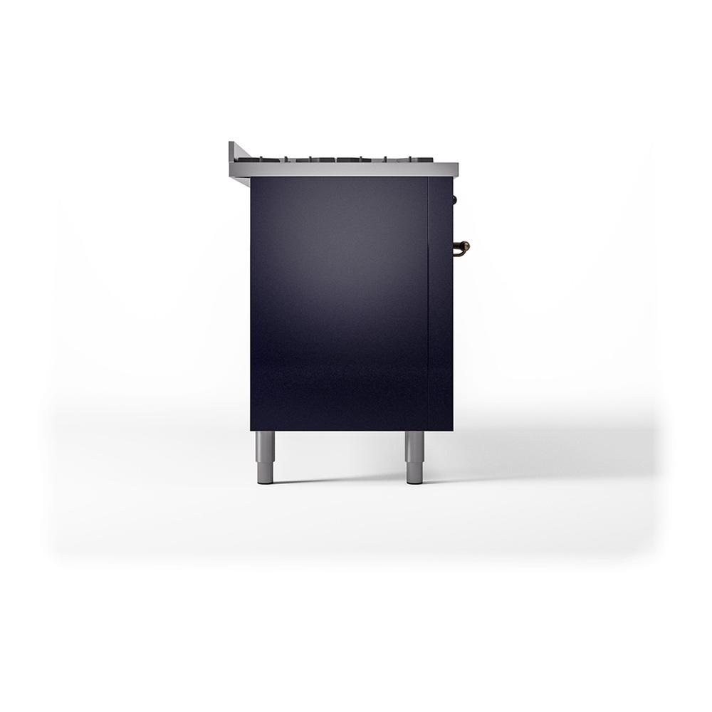 Ilve UN60FQNMPMBB Ilve Un60Fqnmpmbb Nostalgie Ii Noblesse 60" Dual Fuel Range (9 Sealed Burners + Griddle, Natural Gas, Solid Door, Midnight Blue, Burnished)