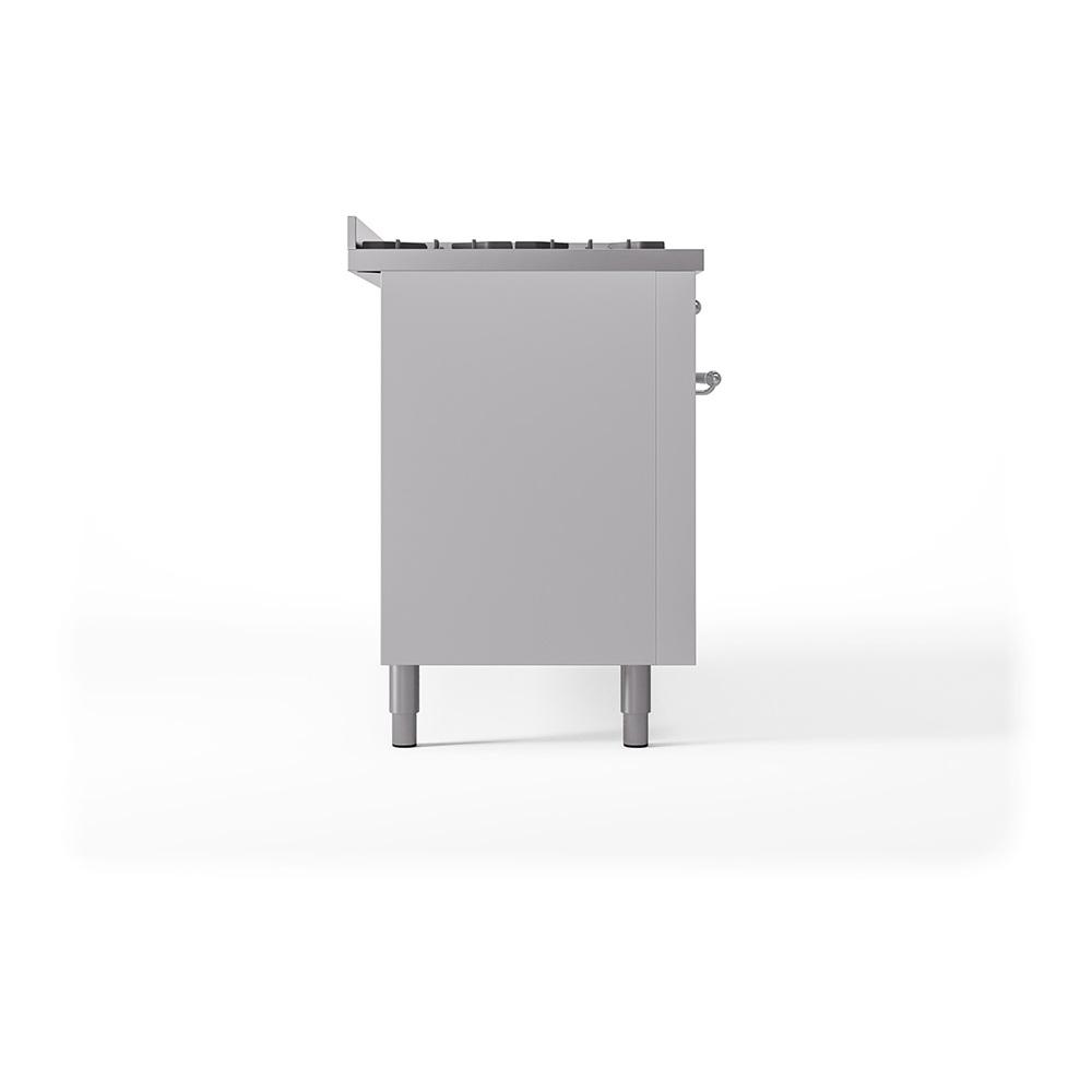 Ilve UN60FQNMPWHC Ilve Un60Fqnmpwhc Nostalgie Ii Noblesse 60" Dual Fuel Range (9 Sealed Burners + Griddle, Natural Gas, Solid Door, White, Chrome)