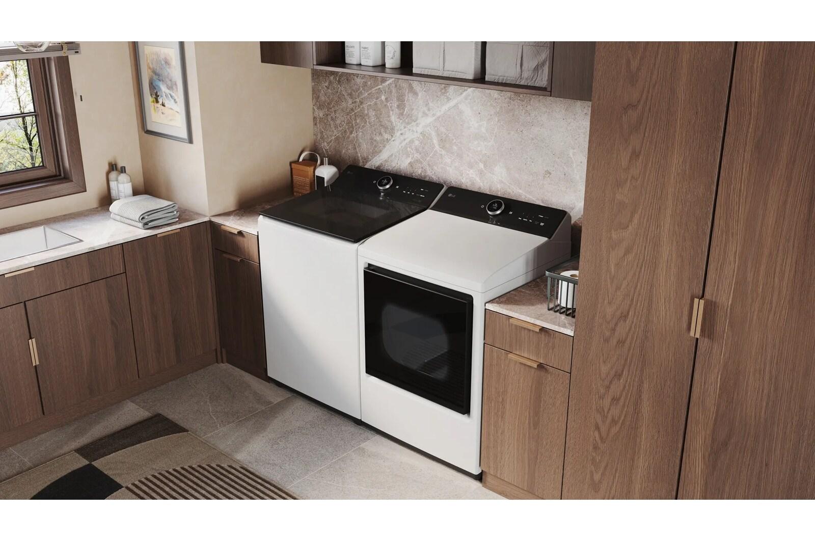 Lg DLGX8601WE 7.3 Cu.Ft. Ultra Large High Efficiency Gas Turbosteam™ Lg Easyload™ Door, Wi-Fi Connectivity, White