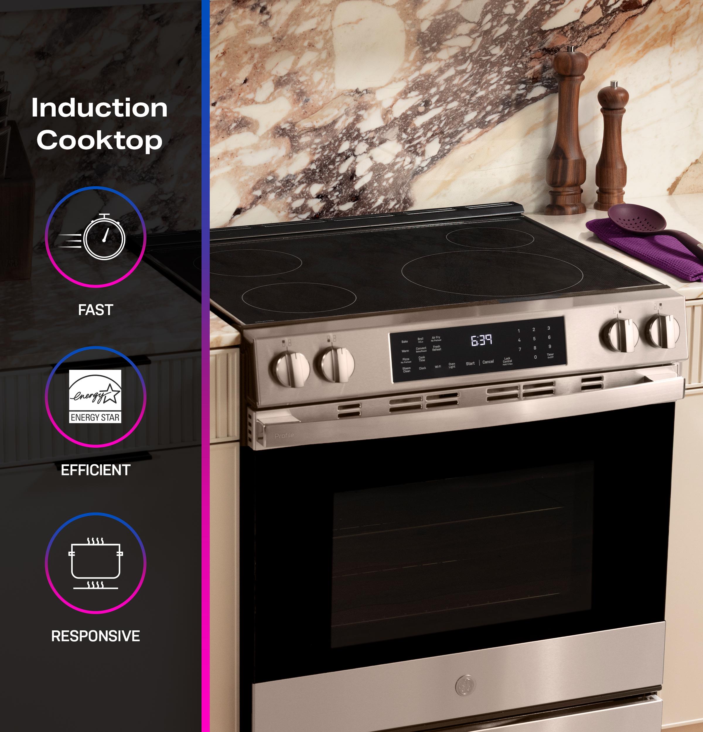 Ge Appliances PHS700AYFS Ge Profile™ Energy Star® 30" Smart Slide-In Induction And Convection Range With No Preheat Air Fry And Easywash™ Oven Tray