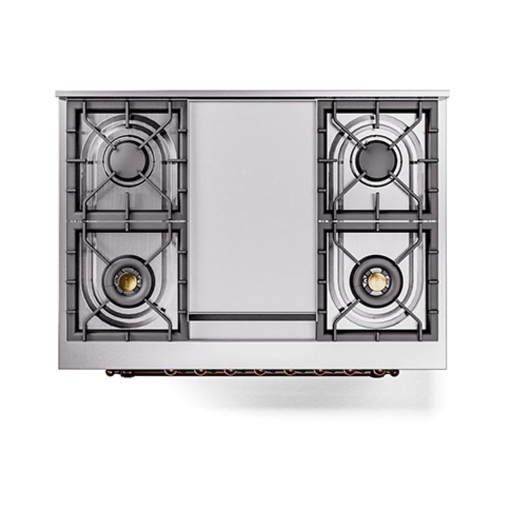Ilve UN36FNMPMGBLP Ilve Un36Fnmpmgblp Nostalgie Ii Noblesse 36" Dual Fuel Range (Liquid Propane, Triple Glass Door, Graphite Matte, Burnished)