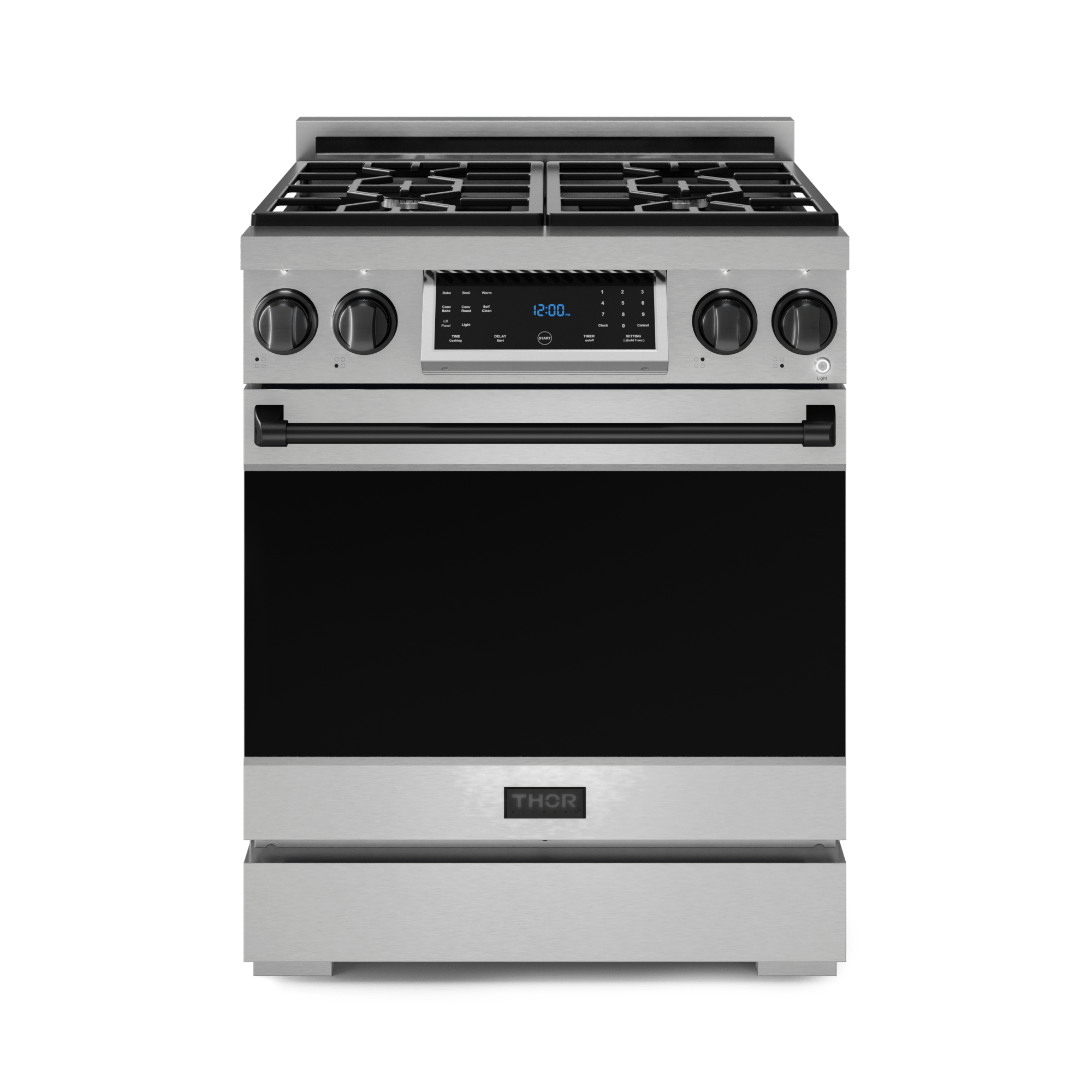 Thor Kitchen RSG30LPBLK 30 Inch Professional Lp Range With Tilt Panel Touch Control In Stainless Steel/Black Gordon Ramsay Series - Rsg30Lp-Blk
